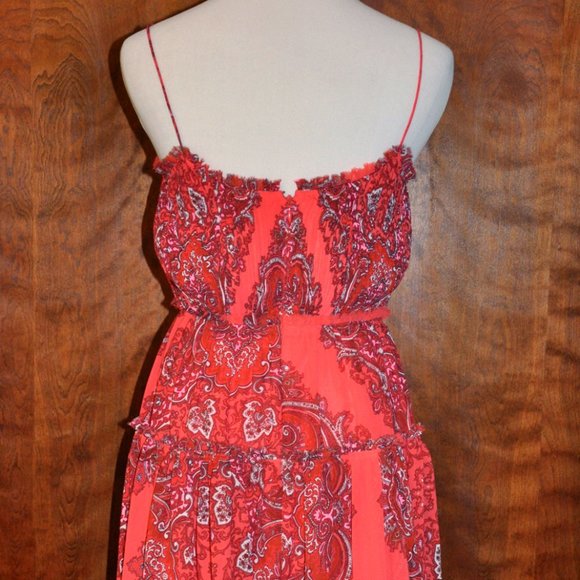 Banana Republic Coral Spaghetti Straps With Tiny Pleated Bodice Sun Dress - Picture 5 of 8